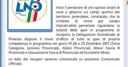 Rinvio weekend calcistico